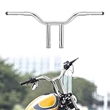 WSays Chrome 12'' Rise T-Bar Handlebar Drag Bar 1-1/4'' Diameter Compatible with 1996-2024 Harley Dyna Softail Sportster 883 1000