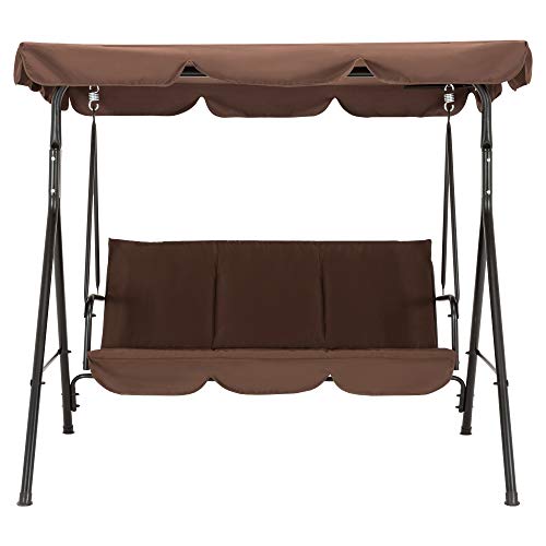 image for Mcombo 3-Person Outdoor Patio Swing Chair, Convertible Canopy Hanging 