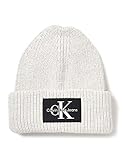 Calvin Klein Jeans Herren Monologo Patch Beanie Strick Mütze, Cirrus Grey, One Size
