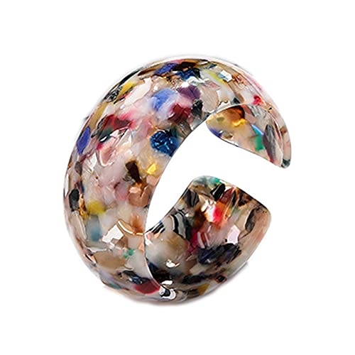 Colorful Bling Acrylic Tortoise Shell Wide Open Cuff Bangle Adjustable Acetate Mottled Leopard Print Statement Bracelet Jewelry For Women Girls Female-Floral #TOP25