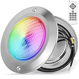 COOLWEST Foco LED Piscina Relleno de Resin 36W RGB, Lámpara Piscina Acero...