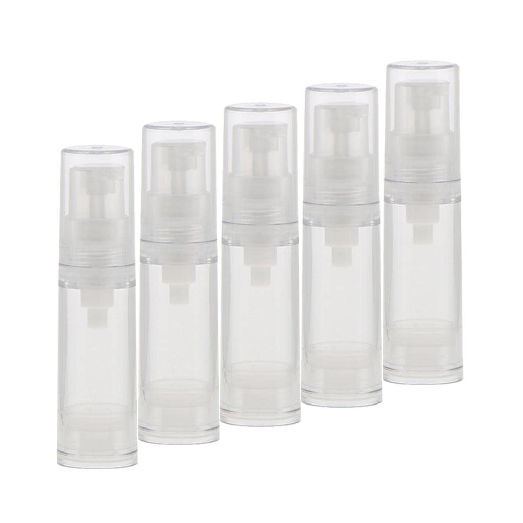 GAH 5 Pieces 5ml Pump Press Empty Tubes Cosmetic Cream Lotion Travel Bottle-image-44
