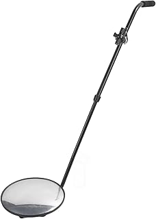 Under Vehicle Inspection Mirror with Light and Telescoping Handle, 12 Inch Diameter Security Mirror with 170Â° Adjustable Angle, Foldable Under Car Inspection Mirror for Check