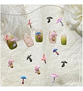 100PCS Mushrooms Nail Charms 3D Mushroom Nail Rhinestones Nail Gems Colorful Mushroom Nail Diamon...