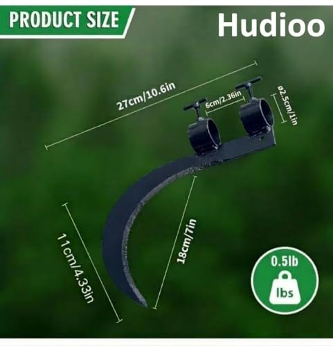Image of 2 Pcs Grass Sickle Cutter Head with screw - Sharp Curved Blade for Cutting Grass and Weeds, Heavy Duty Coconut Plucker Tool Attachment with Adjustable Handle Clamp for Outdoor Use (Pack of 2)