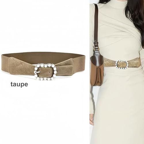 Women Elastics Wide Waist Belt Stylish Costume Belt PU Leather Waistband for Various Occasion3