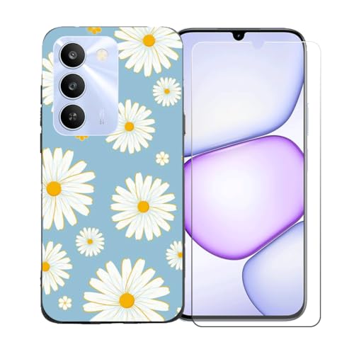 LCEHTOGYE �K�p Realme P4 Lite 5G +�����K���X�X�N���[���v���e�N�^�[�p�P�[�X�A�K�p Realme P4 Lite 5G (6,8")�ƌ݊����̂���u���b�N�\�t�gTPU�V���R���Q���P�[�X�ی�J�o�[ BST20