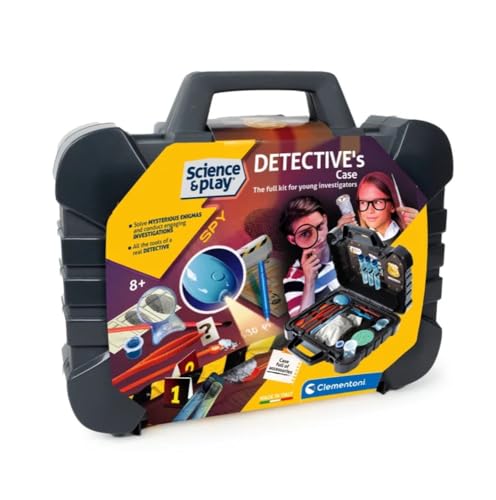 Clementoni- Science & Play Detective Suitcase: Crack the Case with Fingerprint Dusting Plaster Casting & Code Breaking (8+ Years)