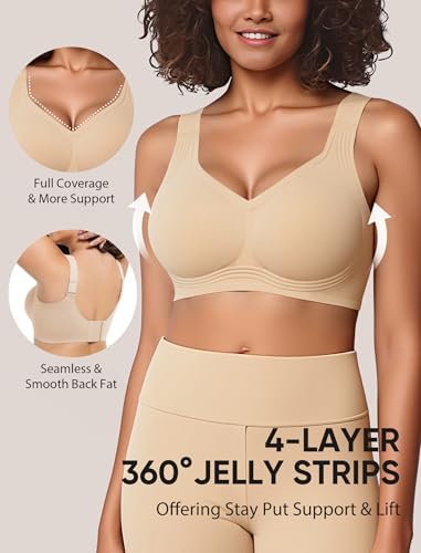 Minimizer Bras for Women No Underwire Wireless Supportive Full Coverage Wide Straps Seamless Tshirt Bra2