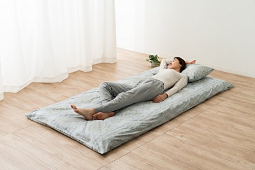 Emoor 100% Cotton Futon Mattress Cover Paisley, Blue, Full Size, Made In Japan #TOP4