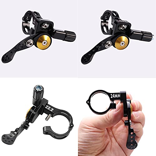 Adjustable Mountain Bike Seatpost Dropper Remote Lever W/ Wrenches, Aluminium Universal Bicycle Seatpost Remote Lever Shifter Fit For 22.2 Mm Or 24 Mm Mtb Handlebar(Black -22.2Cm) #TOP4
