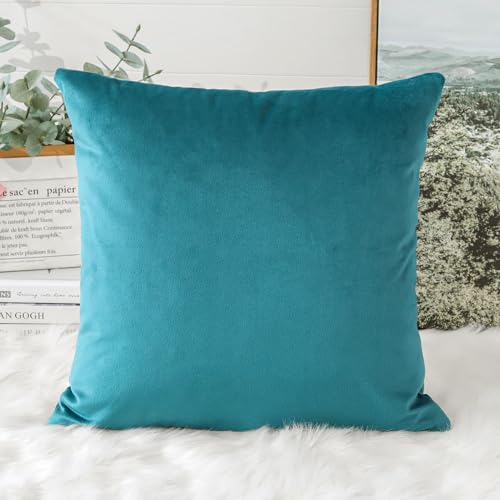 Artscope Luxury Velvet Cushion Covers Decorative Square Pillowcases Soft Solid Cushion Cases for Couch Sofa Bedroom Home Decor 50x50cm Teal - Image 3