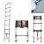 Telescoping Ladder 12.5 FT, Stainless Steel Extension Extendable Ladder with Safe Locking Mechanism, Multi-Purpose Telescopic Collapsible Ladders for Home, RV, Outdoor, 330 lbs Capacity