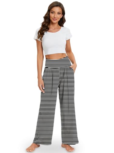 Image of Gracyoga Wide Leg Yoga Pants for Women Casual Loose Cozy Sweatpants High Waisted Lounge Pajama Flowy Pants With Pockets