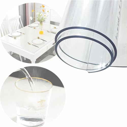 透明 テーブルクロス 防塵 防水 耐熱 厚さ1.5mm 傷防止マット デスクマット テーブルカバー テーブルクロス ビニールクロス テーブルマット 床保護シート (Color : Transparent, Size : 80x120cm)