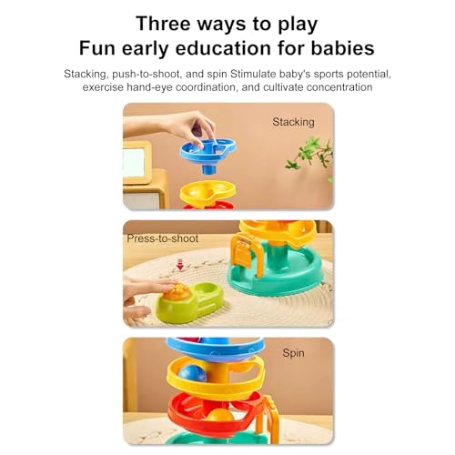 Générique Ball Launching Toy, Stacking Balls, Abs Material Bright Colors Interactive Play Easy Grip Easy Assembly Lightweight, Kids Tower Game for Home Family Entertainment, 11.42x6.3x12.2 inches – Image 4