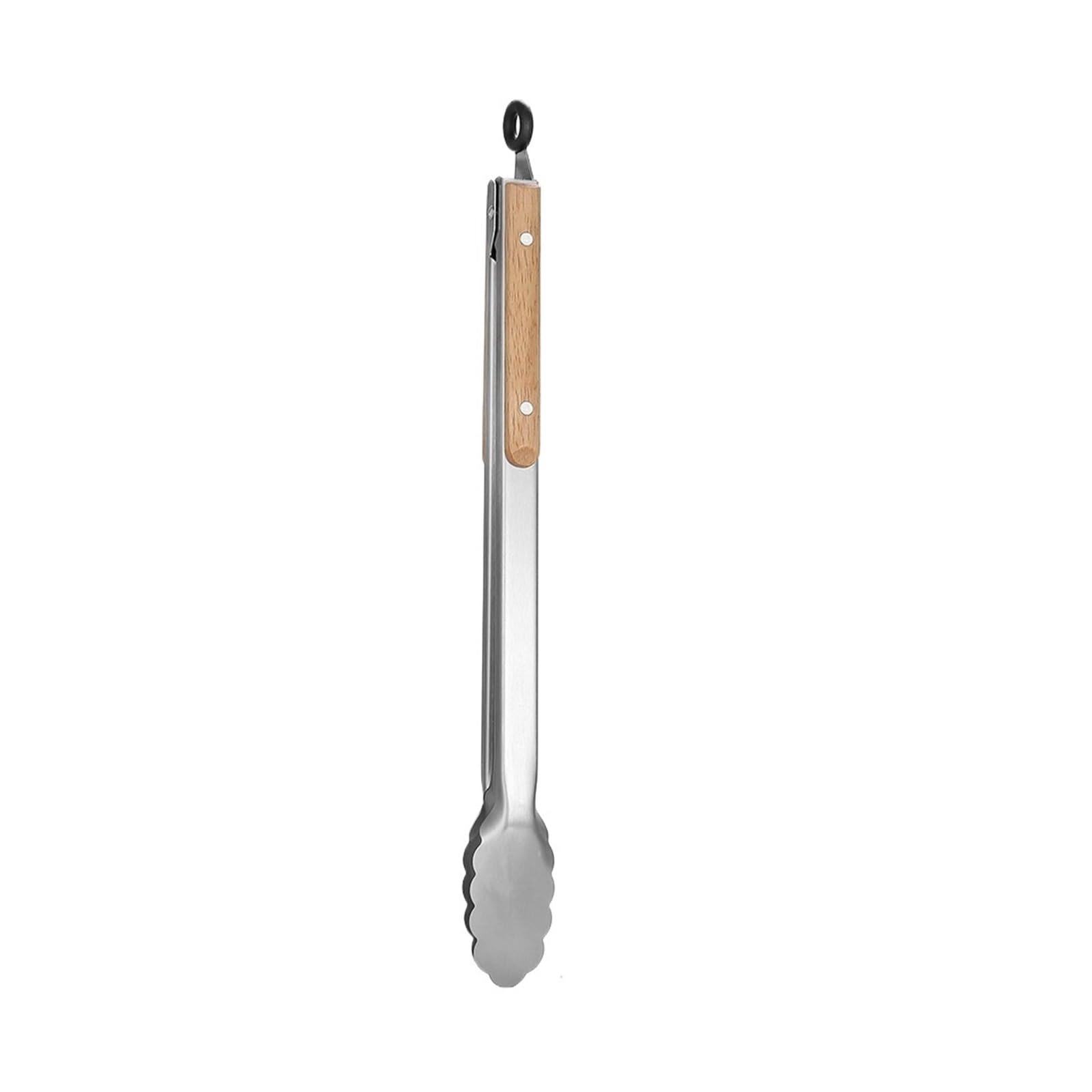 Pinzas de acero inoxidable con mangos madera maciza, barbacoa larga, compatibles carbón, parrilla, cocina(44.5cm)