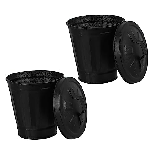Image of jojofuny Outdoor Planters 2pcs Galvanized Trash Can, Mini Wastebasket Trash Can, Mini Tabletop, Office Countertop Buckets Multipurpose Container Flower Pot with Lid Indoor Planters