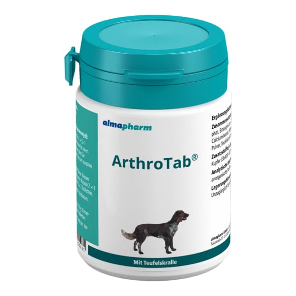 Almapharm ArthroTab | Doppelpack | 2 x 160 Tabletten | Ergänzungsfuttermittel für Hunde | Zur Förderung der Gelenksfunktionen | Mit Teufelskralle, Brennnessel und Zink