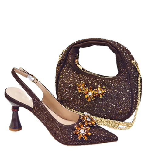 Escarpins à strass confortables contre le mal de pieds en mariage avec sac assorti