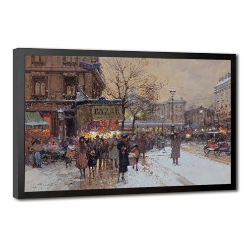 Toile Pres De La Gare De L'est par Eugene Galien-laloue de 61 cm pour salon