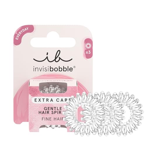 Invisibobble gomas de pelo espiral transparente Extra Care Crystal Clear x3 - Gomillas transparentes para pelo - Gomas pelo mujer - Goma de pelo sin marca