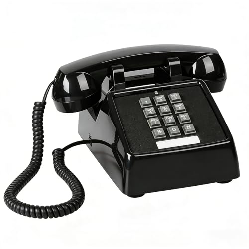 Téléphone fixe ancien noir vintage avec sonnerie mécanique retro