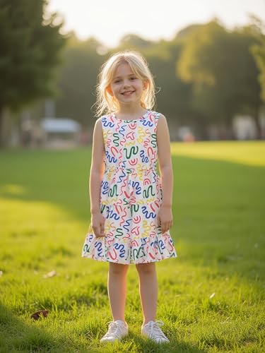 Girl 3 Packs Summer Dress Sleeveless A Line Swing Tiered Dresses Cute Sundress 4-12Y4