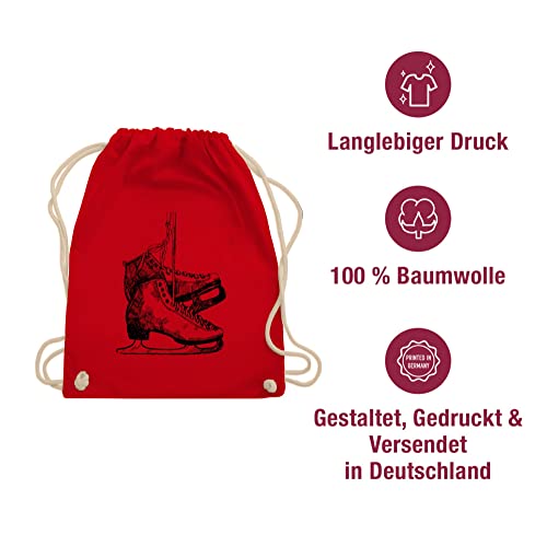 Foto von Turnbeutel Rucksack - Snowboard, Ski und mehr - Schlittschuhfahren - Unisize - Rot - eislaufen kinderturnbeutel skifahren iceskater juterucksäcke ice skating sport tasche kinder wintersport