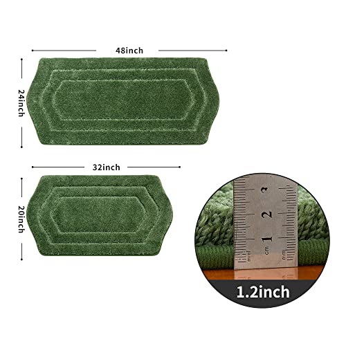 Cosy Homeer Extra Thick Bath Rugs For Bathroom - Anti-Slip Bath Mats Soft Plush Yarn Shaggy 100% Strong Mirco Polyeste Mat Living Room Bedroom Mat Floor Water Absorbent(Green,20X32+24X48 -Inches) #TOP1