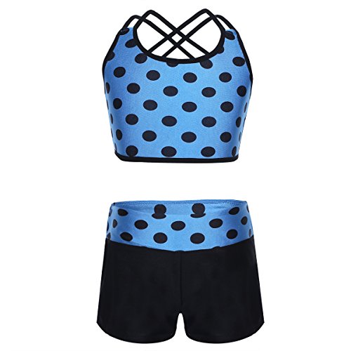 zdhoor Kids Girls Two Piece Ballet Dance Unitard Polka Dots Gymnastics Leotard Outfits