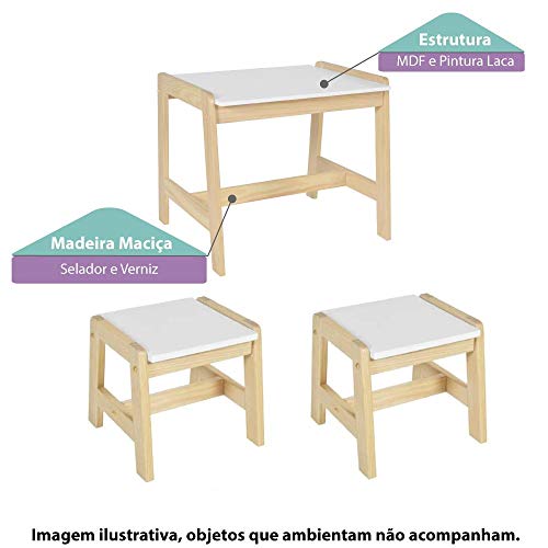 Mesa com 2 Banquetas Infantis Castelo Madeira Maciça/MDF Casatema