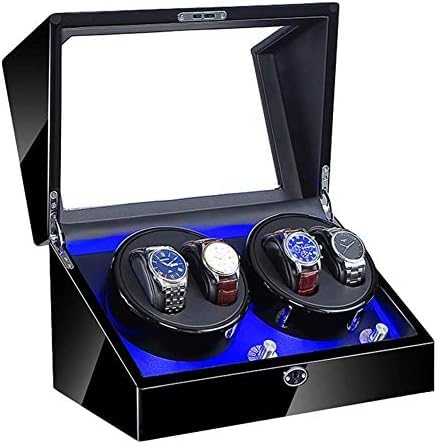 Agitatore Meccanico per Orologi, avvolgitore Automatico per Orologi 4, con Illuminazione a LED, Adattatore CA e Motore Super Silenzioso Alimentato a Batteria