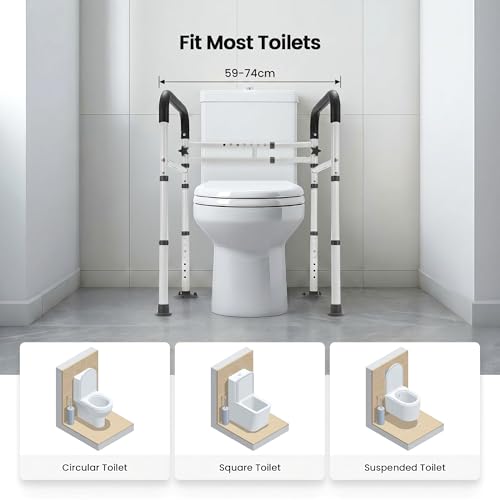 Careboda Toilet Safety Frame Rails, Toilet Handles for the Elderly Disabled, Adjustable, Stand Alone Non-Slip Toilet Frame, Removable Folding Handrails, Fits most Toilet Seats, 300lbs Capacity by Careboda - Image 2