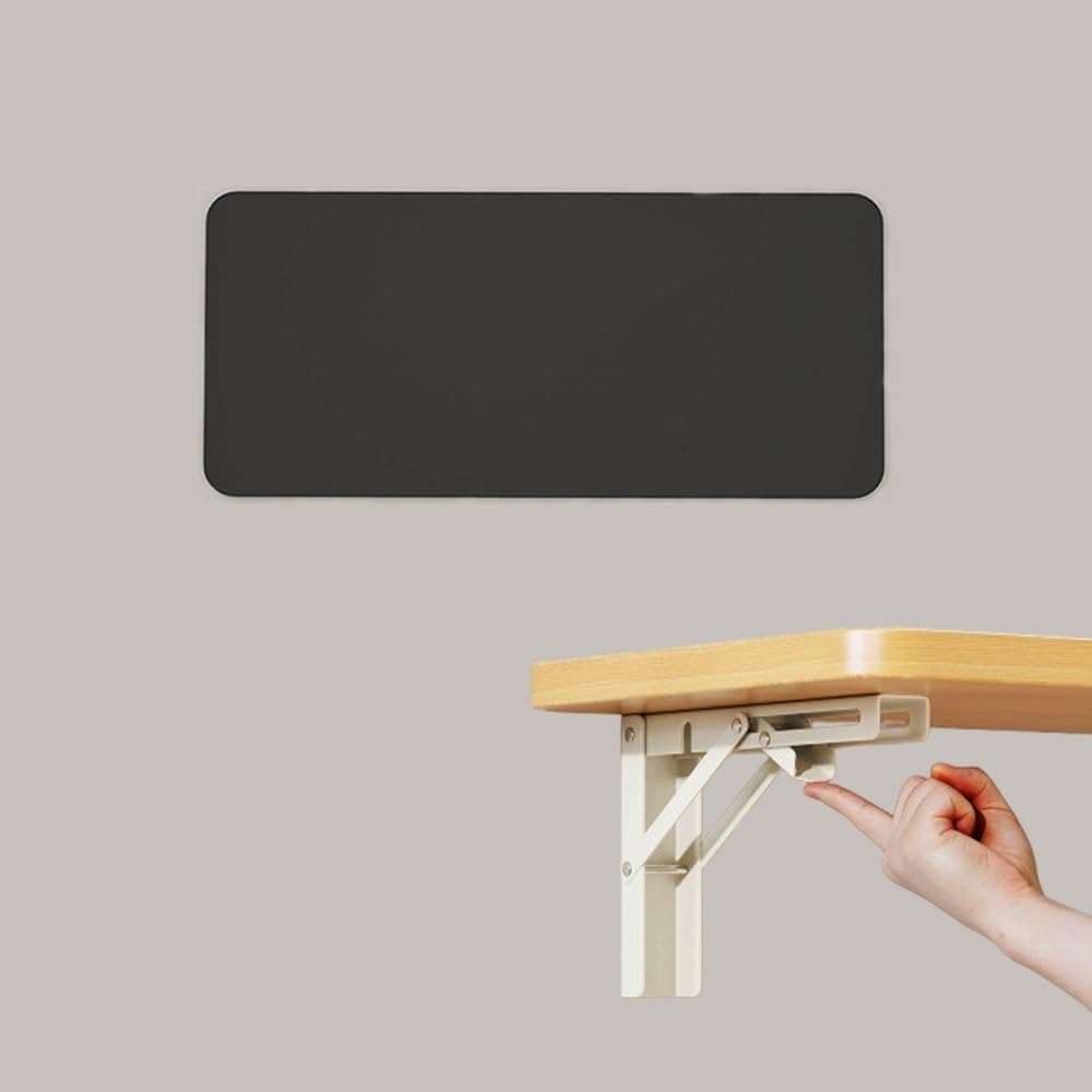 Table pliante murale bois table flottante noire gain de place cuisine 120cm