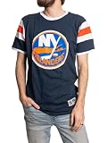 Calhoun NHL Surf & Skate Mens Shoulder Stripe Varsity Inset Sleeve Retro Style T-Shirt – The Coastal Collection (New York Islanders, Medium)
