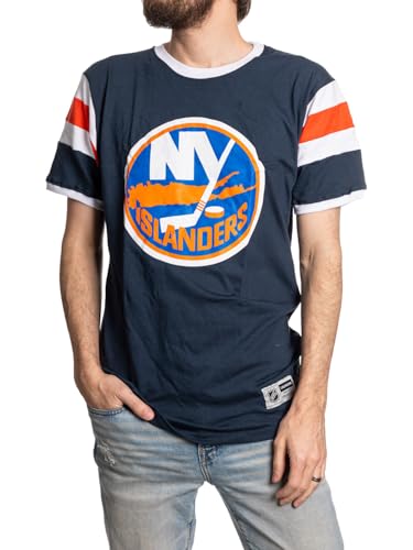 Camiseta de manga corta NHL con tejido de rayas horizontales y corte retro