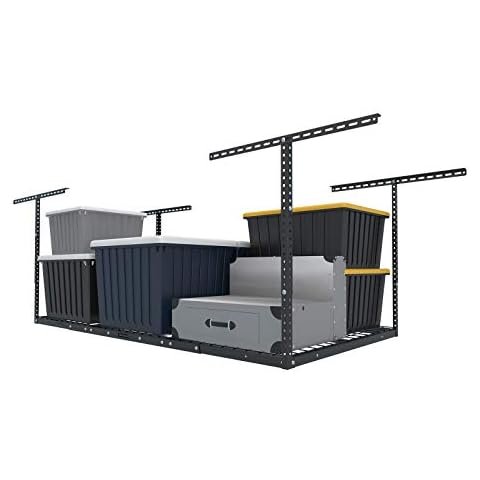 FLEXIMOUNTS 3x6 Overhead Garage Storage Adjustable Ceiling Storage Rack, 72" Length x 36" Width x 40" Height, Black Cover