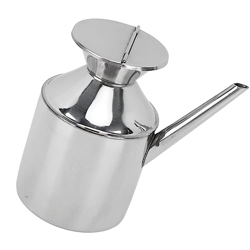 OEBUAFI Lata de Aceite de Acero Inoxidable, Botella Dispensadora de Aceite de Diseño Ergonómico para Salsa de Soja, Vinagre, de Cocina, con Superficie Lisa, Fácil de Limpiar, (sin)