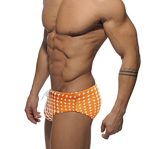KBOPLEMQ Costume da bagno da uomo, aderente, corto, con coulisse, da nuoto, da uomo, da spiaggia, a triangolo, da nuoto, a vita bassa, O Orange, M KBOPLEMQ Costume da bagno da uomo, aderente, corto, con coulisse, da nuoto, da uomo, da spiaggia, a triangolo, da nuoto, a vita bassa, O Orange, M