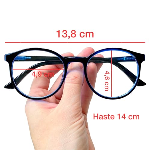 Armação de Óculos de Grau Masculino Estilo Redondo Preto com Azul