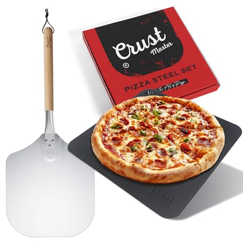 Crust Master Pizza Steel Set - XL (14”x14” - 1/4' Thick) Square Conductive Metal Pizza Baking...