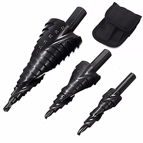 Foret Bits 3PCS 4-32MM Step Foret Cobalt Set en Spirale en Acier à Haute Vitesse d'azote pour Le Coiffeur de Tige de Tige de Triangle en métal Outils, Accessoires