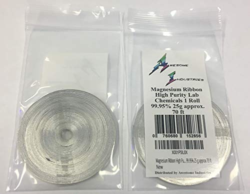 Magnesium Ribbon High Purity Lab Chemicals 1 Rolls 99.95% 25 G Approx 70 Ft Awesome Industries #TOP1
