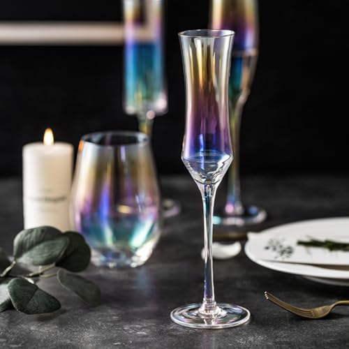 Verre irisé coloré à pied en lot de 2, le cadeau idéal pour les fêtes