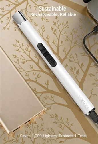REIDEA USB Candle Lighter, Windproof Flameless Electronic Rechargeable with Safety Protector Button for Home Candle Outdoor Activities (White) — view 4