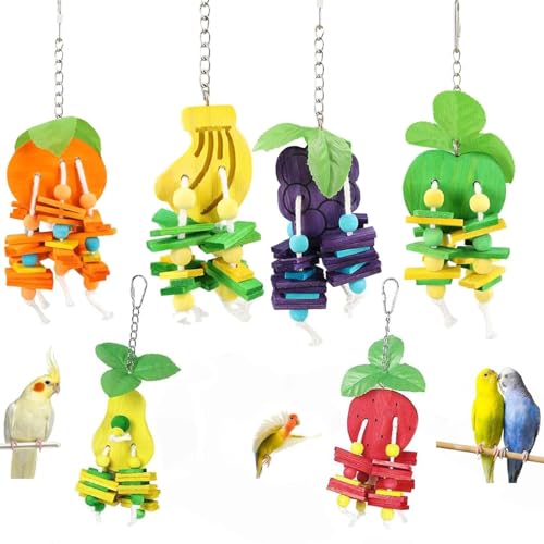 Natural Wood Parrot Toy Set