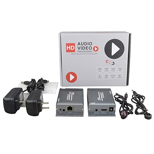 Mirabox 1080P HDMI Extender IR 150m(525ft)-HDMI Over IP Rj45 Cat5 Cat5e Cat6 Cat6e Cat7 Cable for CCTV/Set Top Box/DVD/Computer/Projector with Transmitter and Receiver