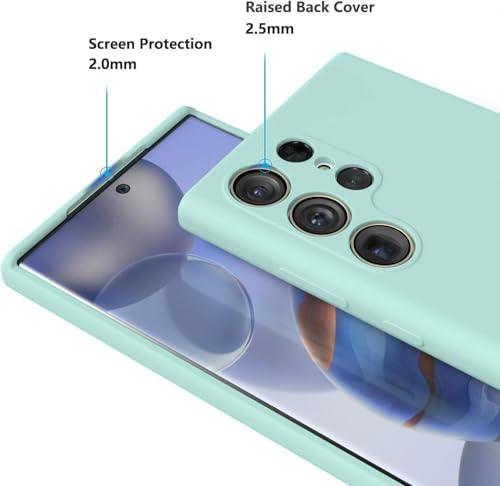 Image of DIZORO Microfiber Candy Case Compatible for Samsung S24 Ultra Smooth Touch Cushion Liquid Soft Silicone Gel Rubber Phone Cases Non-Slip Full Body Protective Shockproof Back Cover (New Mint Green)