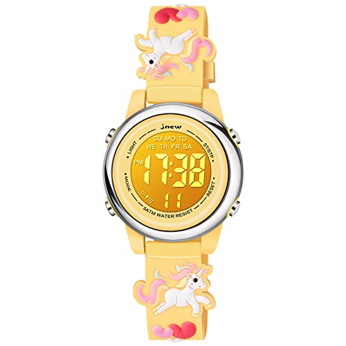 Venhoo Kids Watches 3D Cartoon Waterproof 7 Color Led Digital Wrist Watch Gifts For Little Girls Child-Yellow #TOP14